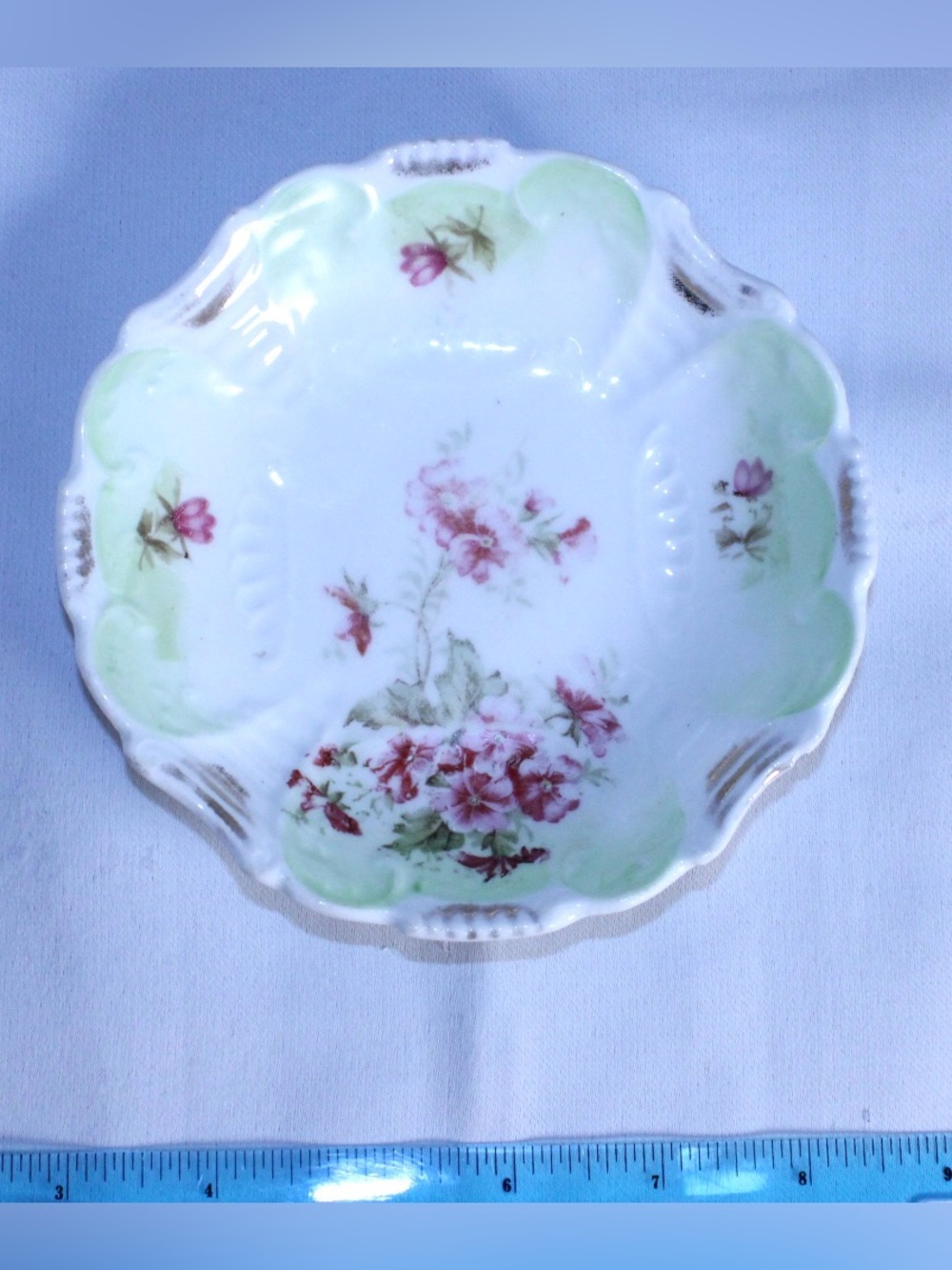 ANTIQUE Porcelain Scalloped Serving Bowl or Dish